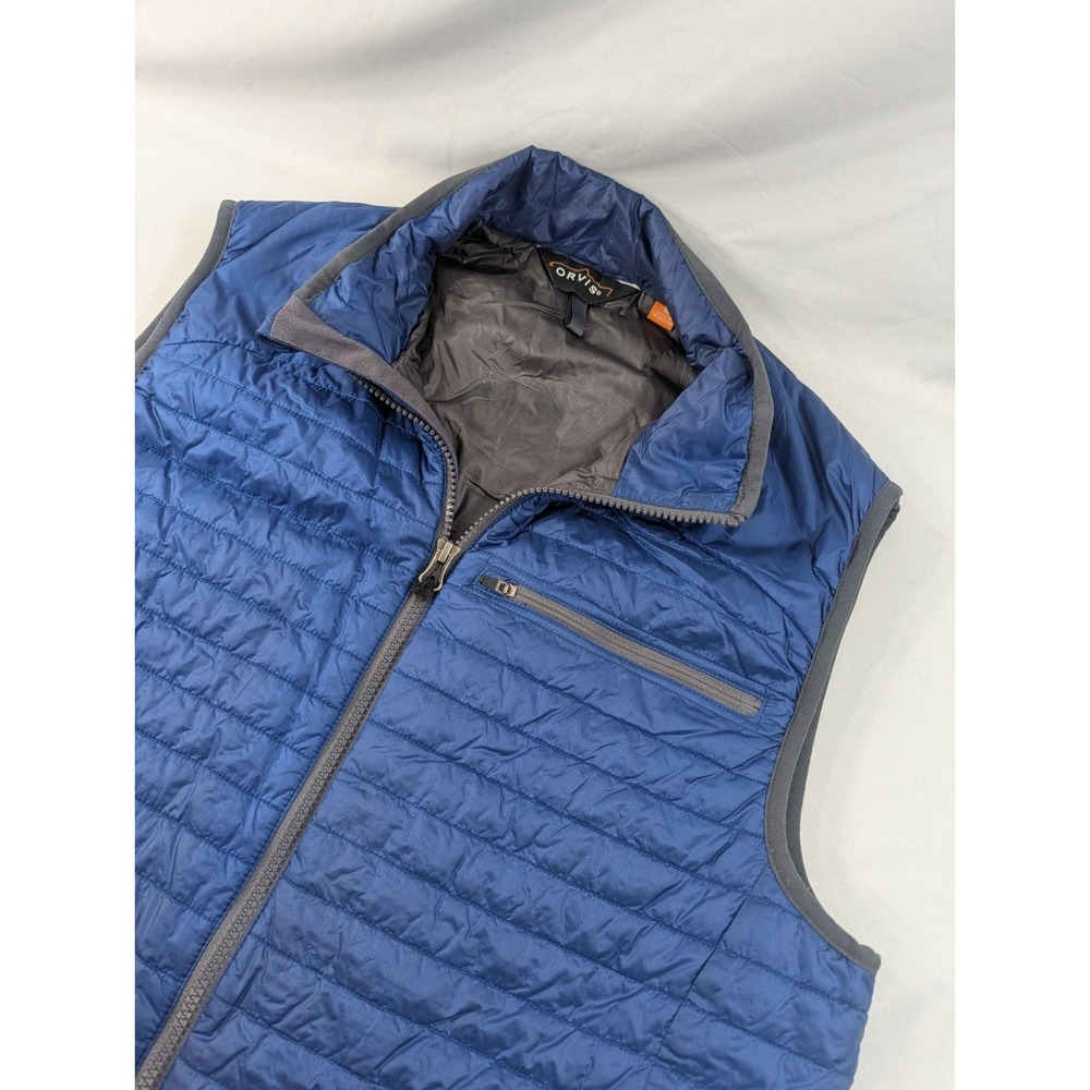 Orvis Vest Men's Medium Blue Full Zip Primaloft Puffer Lightweight Insulated